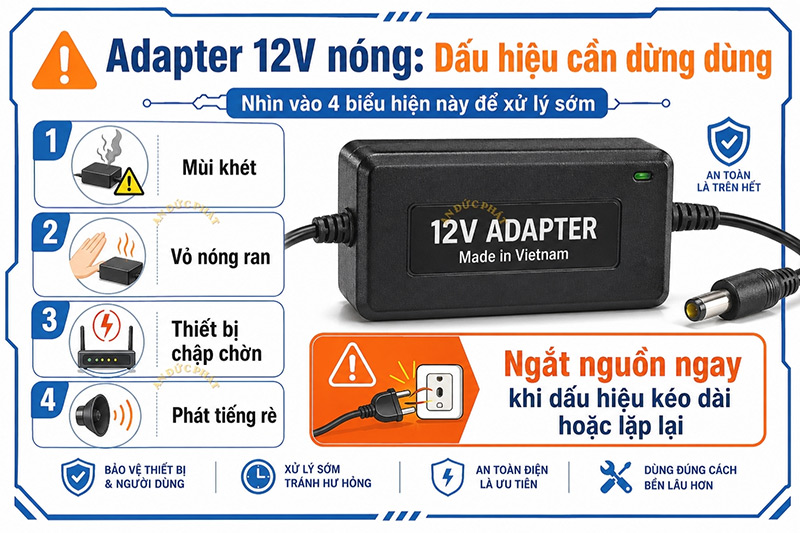 Khi nào không dùng khi adapter 12V bị nóng
