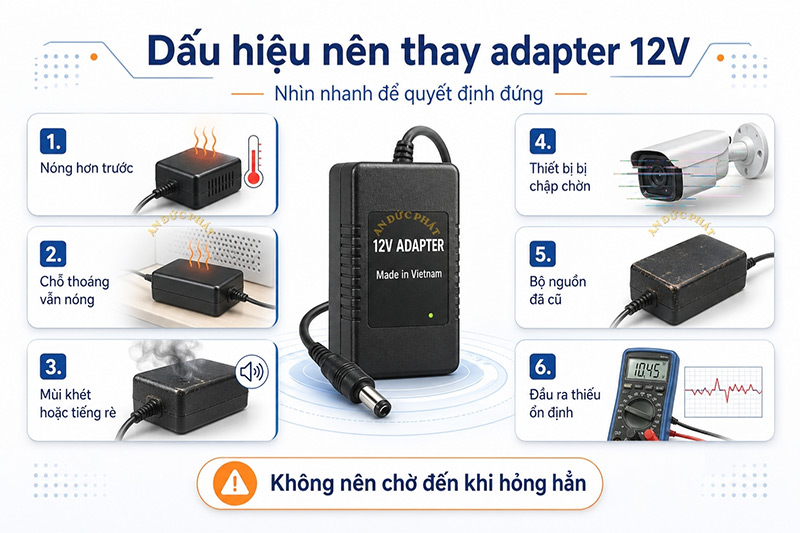 Các dấu hiện nên thay adapter 12v