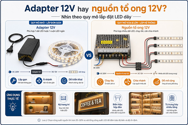 Nguồn tổ ong 12V dùng cho đèn led dây