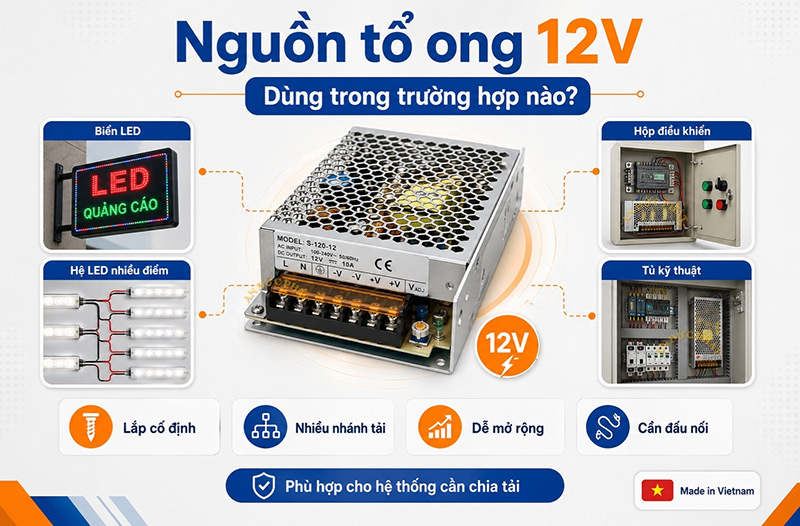 Nguồn tổ ong 12V là gì, dùng trong trường hợp nào