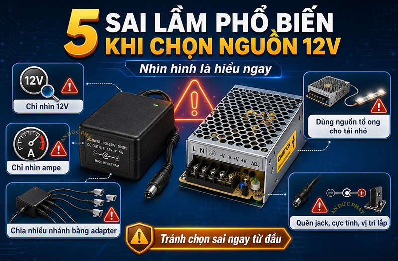 Những sai lầm phổ biến khi chọn nguồn 12v