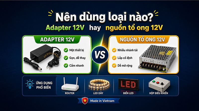 Phân biệt adapter 12V và nguồn tổ ong