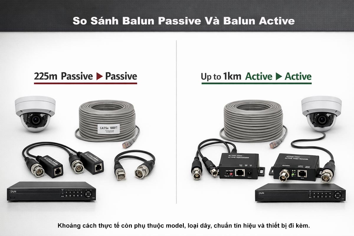 So sánh balun passive và balun active trong hệ camera analog
