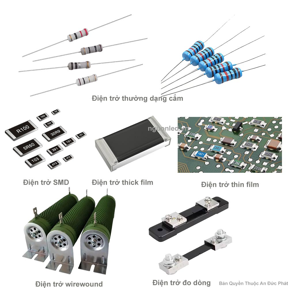 Hình ảnh các loại điện trở phổ biến hiện nay