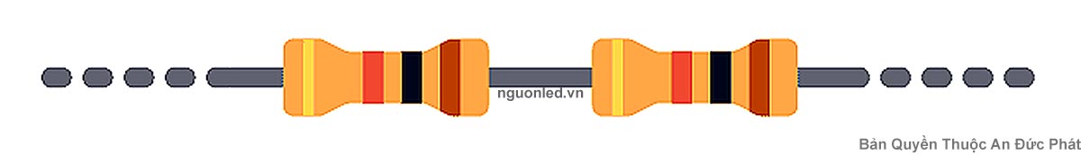 Minh họa hai điện trở mắc nối tiếp trên cùng một nhánh mạch