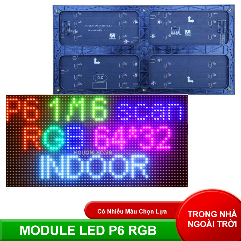 Cận cảnh điểm ảnh module LED P6 RGB với pixel pitch 6mm