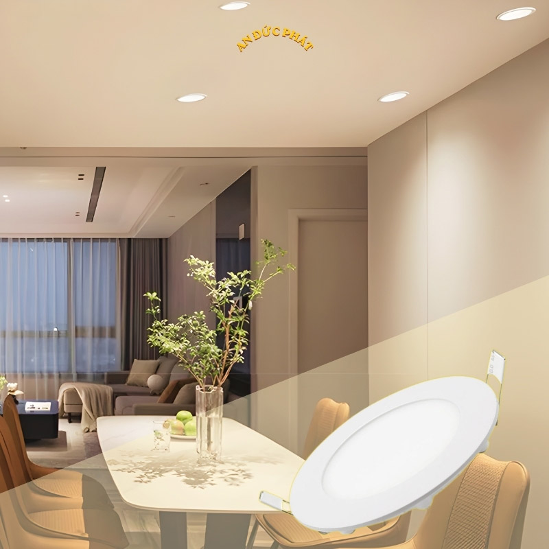 Đèn LED âm trần 4000K cho phòng khách hiện đại sáng rõ