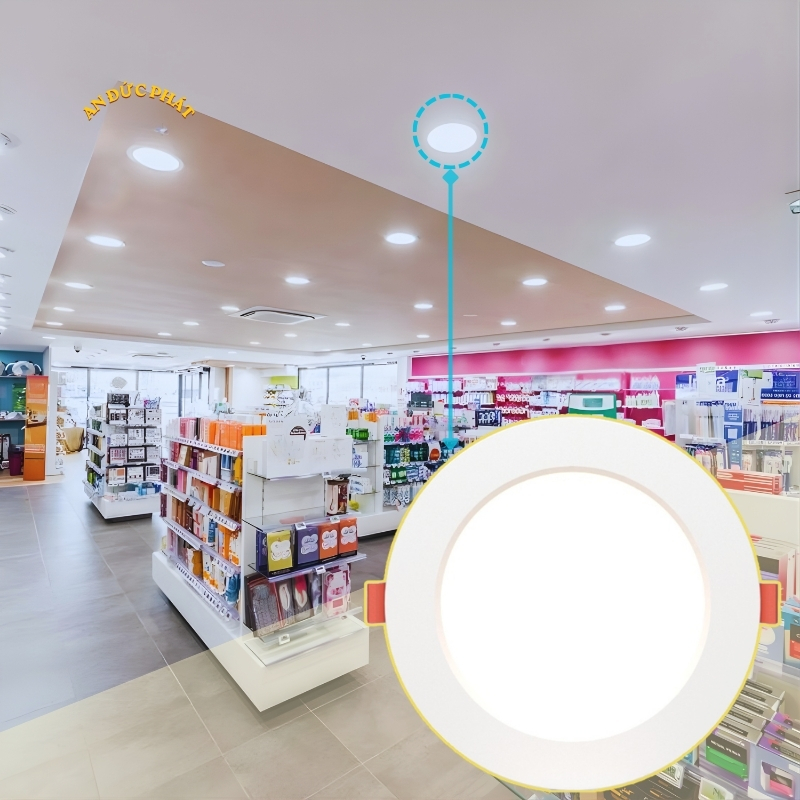 Đèn led âm trần chiếu sáng trong showroom