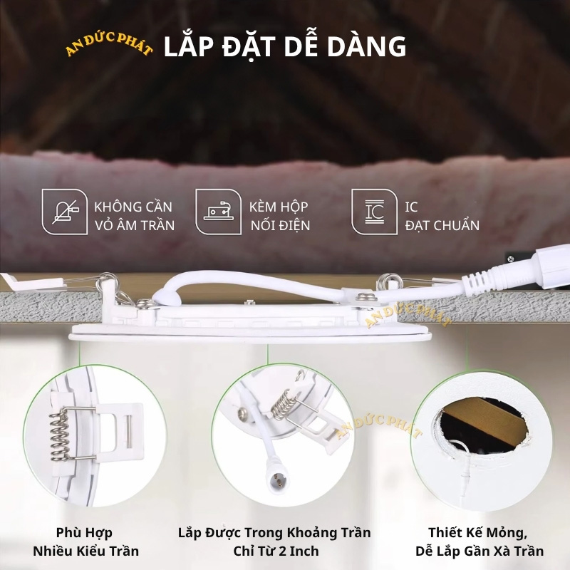 Đèn LED âm trần siêu mỏng cho nhà cải tạo