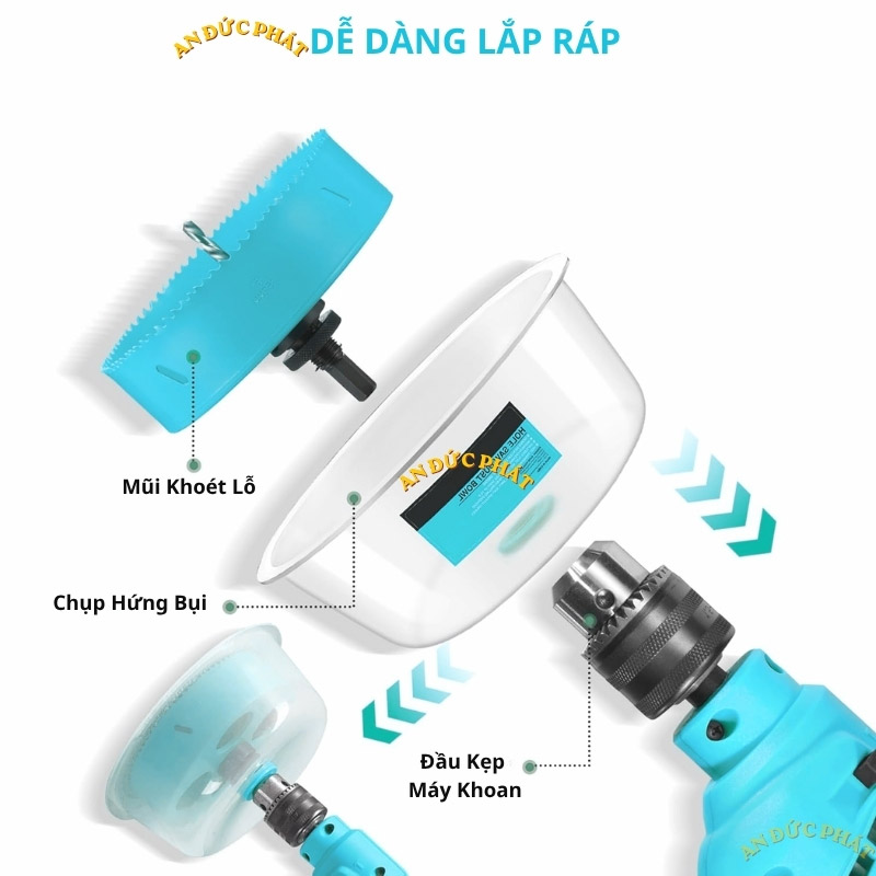 Lắp đèn âm trần trên trần thạch cao với dụng cụ khoét lỗ phù hợp