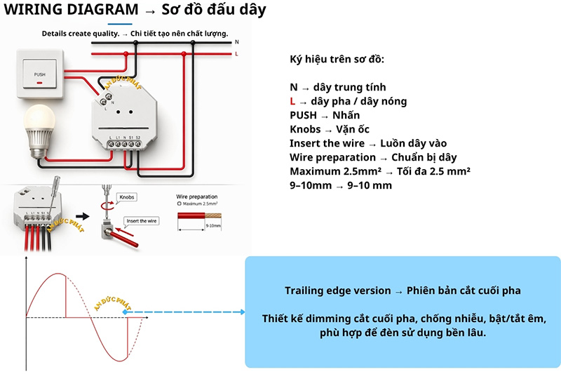 Sơ đồ đấu nối đèn led âm trần với dimming đúng cách