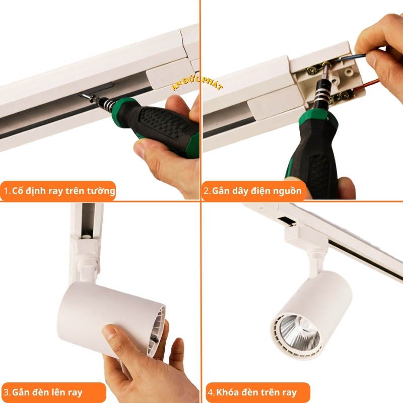 Cách gắn thanh ray đèn chiếu điểm trên tường