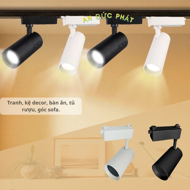 Chiếu sáng tranh, kệ decor, bàn ăn, tủ rượu, góc sofa