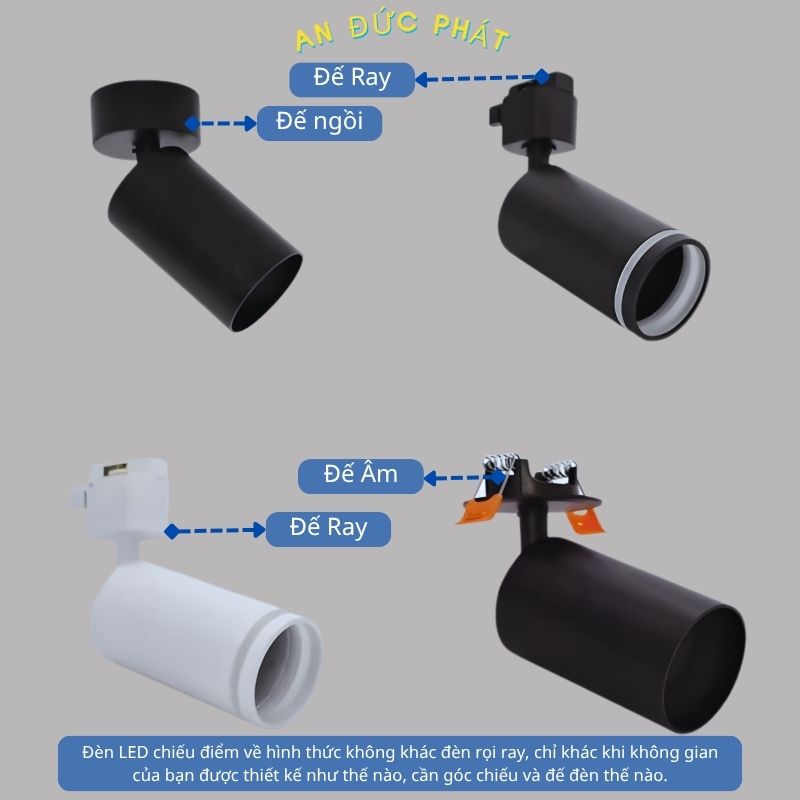 Đèn LED chiếu điểm khác đèn rọi ray ở đâu
