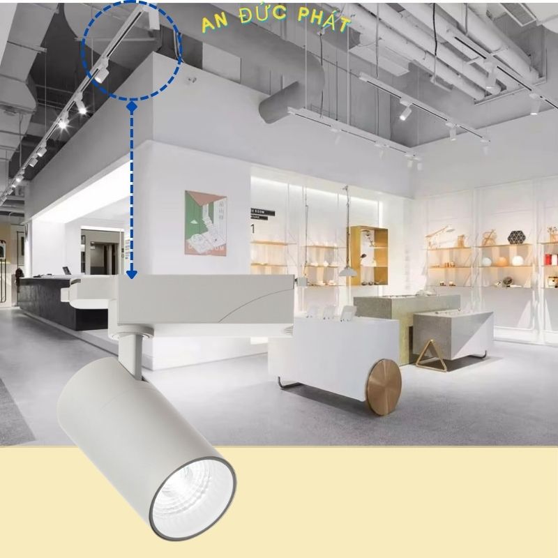 Đèn led rọi ray chiếu sáng phòng trưng bày sản phẩm