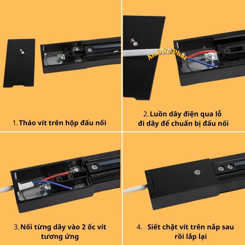 Hướng dẫn đấu nối dây nguồn cho đèn LED chiếu điểm gắn ray