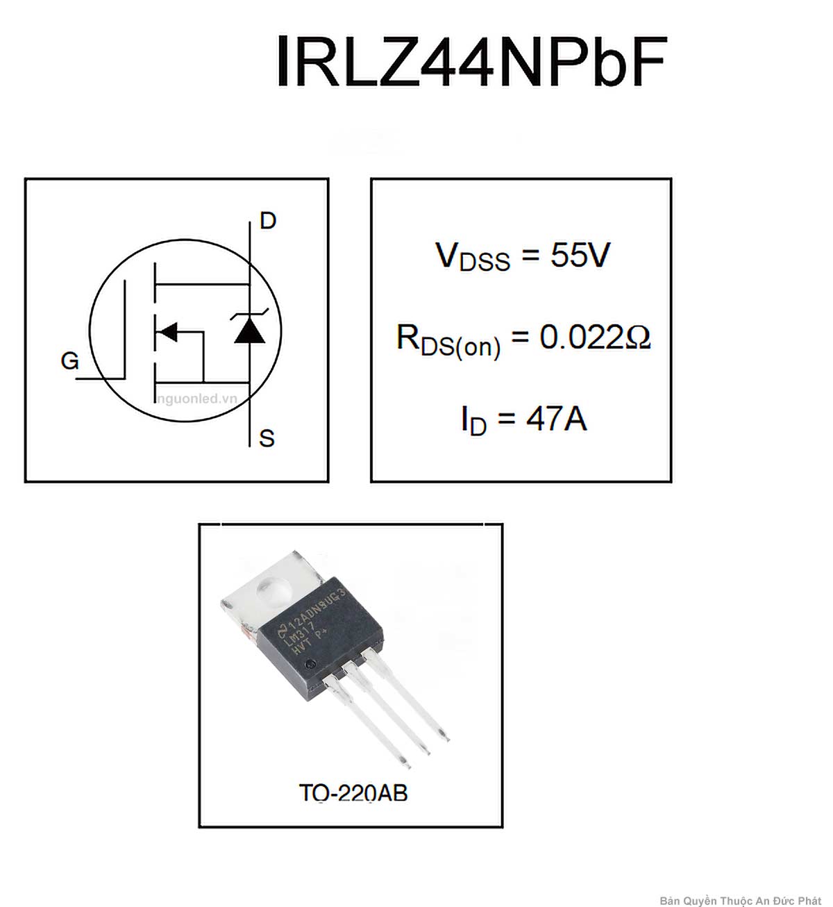 Datasheet IRLZ44N TO220 logic level MOSFET