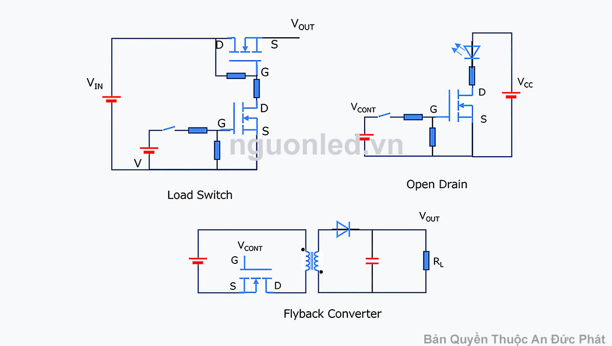 Ứng dụng MOSFET trong load switch open drain flyback
