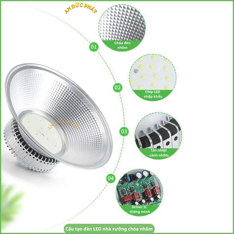 Cấu tạo cơ bản của đèn LED Highbay vỏ nhôm