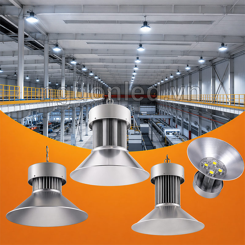 Đèn led nhà xưởng chóa nhôm chiếu sáng xưởng sản xuất