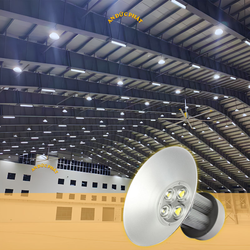 Đèn LED nhà xưởng chóa nhôm treo trần cao cho kho xưởng công nghiệp