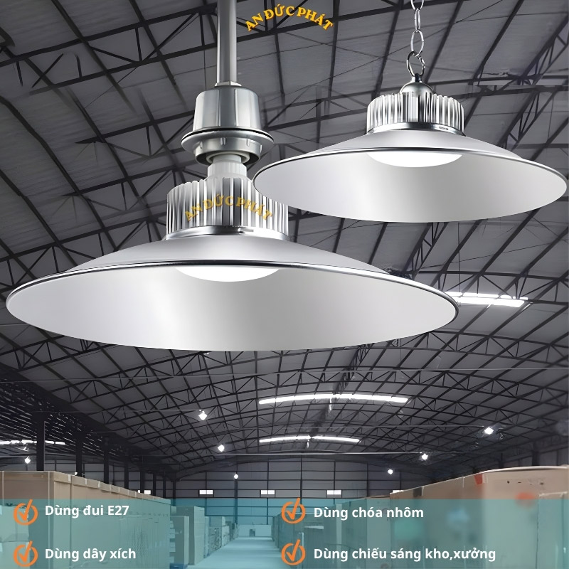 Đèn led nhà xưởng Lowbay dùng chiếu sáng kho, xưởng