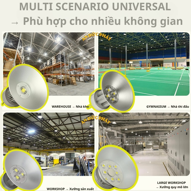Đèn LED nhà xưởng dùng cho nhà kho, nhà thi đấu và xưởng sản xuất trần cao