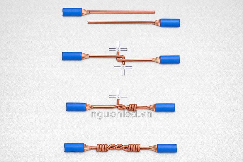 Cách nối thẳng dây dẫn lõi 1 sợi