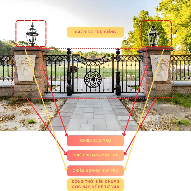Cách đo trụ cổng và chụp ảnh để nhờ tư vấn chọn đèn trụ cổng solar
