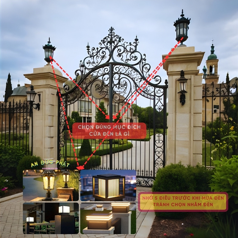Chọn đúng mục đích sử dụng đèn trụ cổng năng lượng mặt trời trước khi mua để tránh chọn nhầm mẫu
