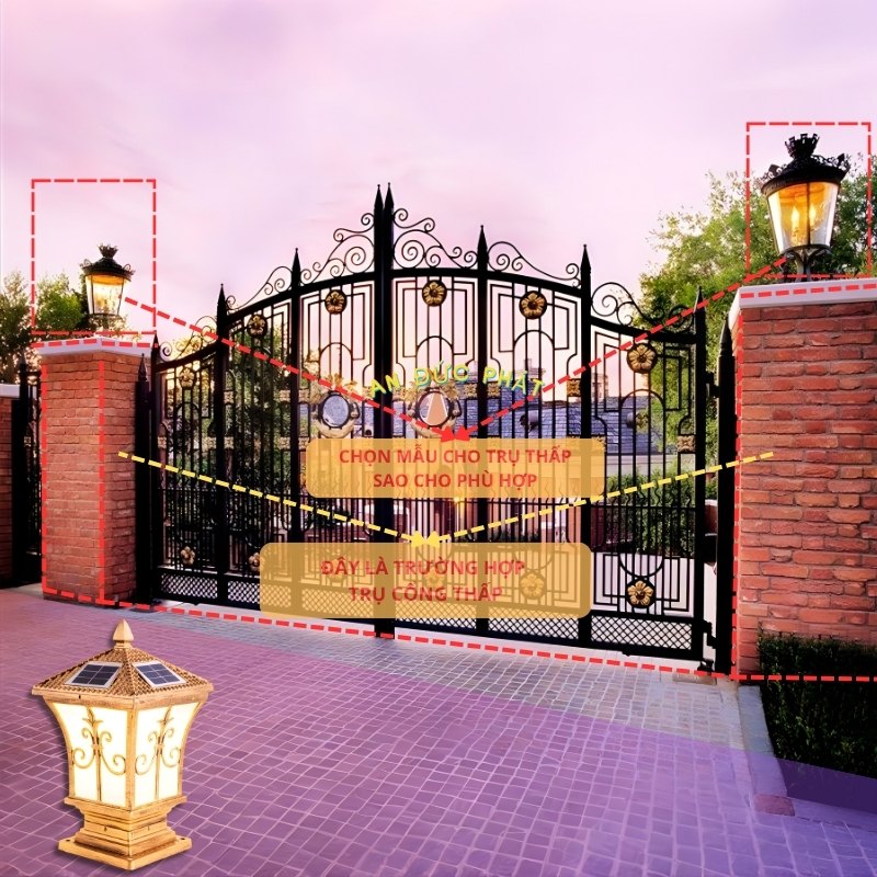 Chọn mẫu đèn năng lượng mặt trời phù hợp cho trụ cổng thấp