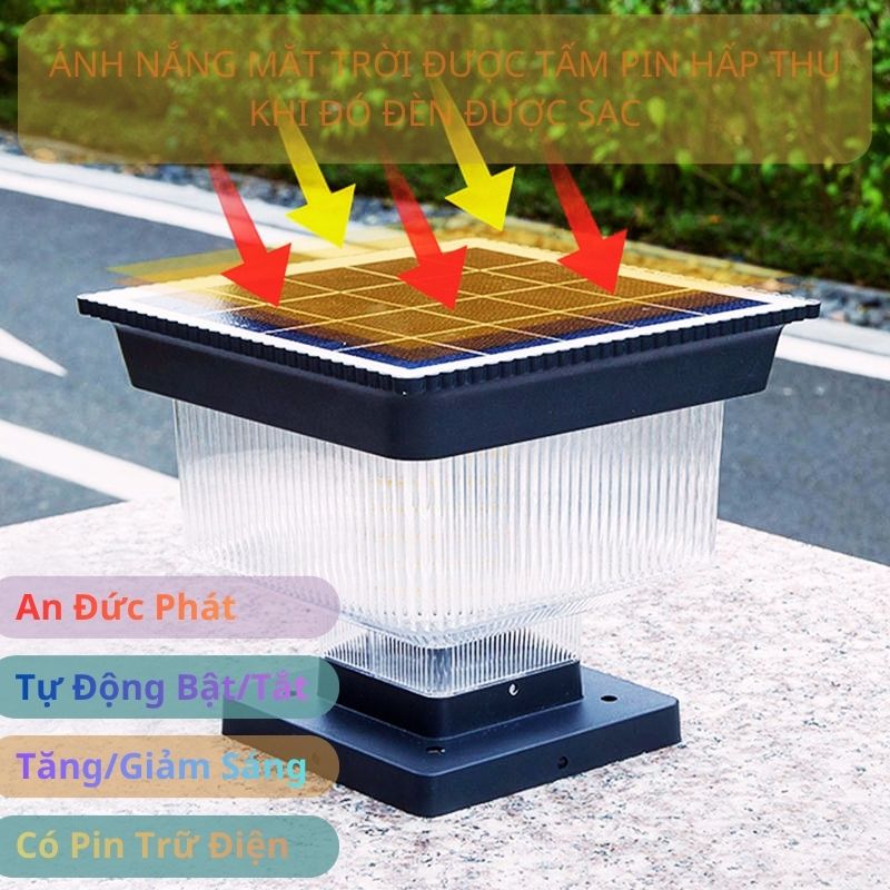 Đầu đèn trụ cổng solar cần nhận nắng trực tiếp để sạc pin hiệu quả