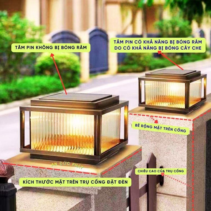 Kiểm tra mặt trụ và nắng đầu trụ trước khi chọn đèn solar