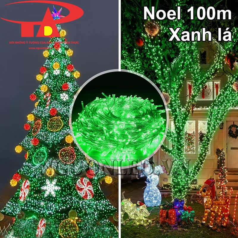 Đèn led trang trí noel xanh lá 100m