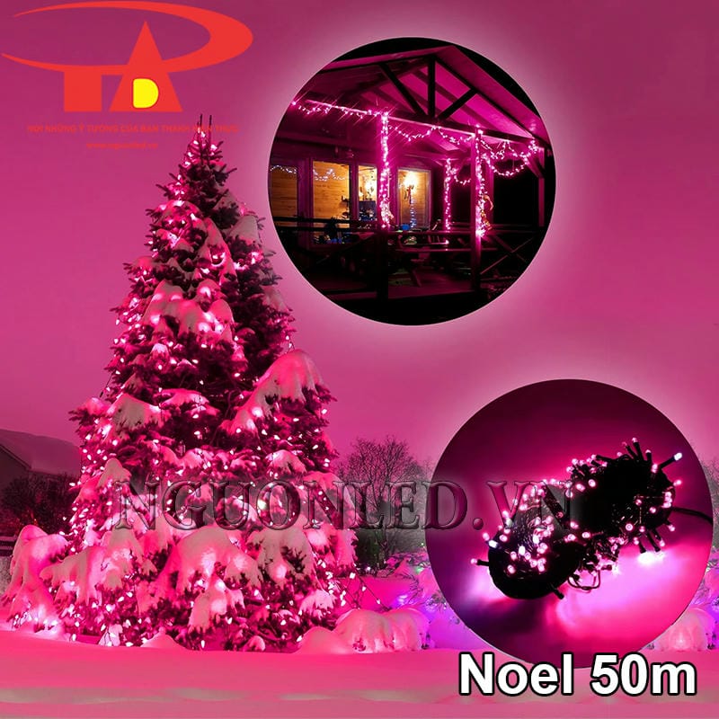 Đèn trang trí cây thông noel màu hồng