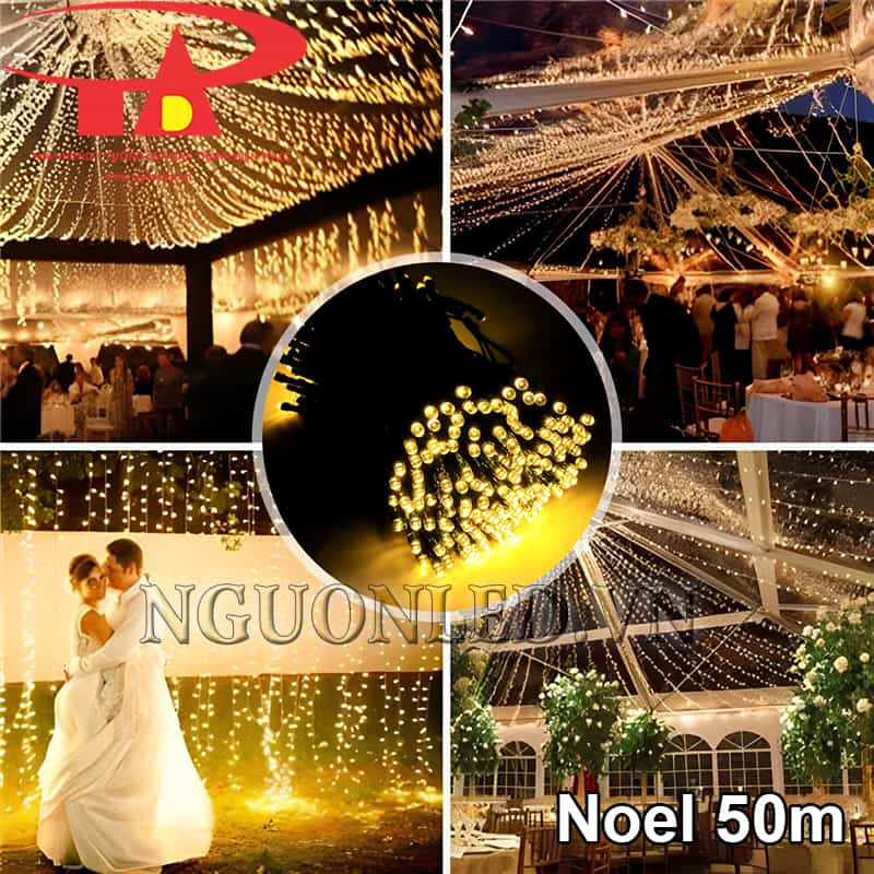 Đèn led nháy Noel màu vàng 50m