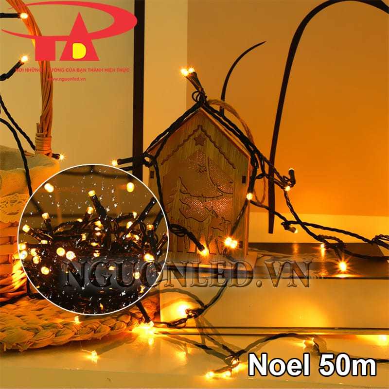 Dây đèn led chớp màu vàng 50m trang trí Noel