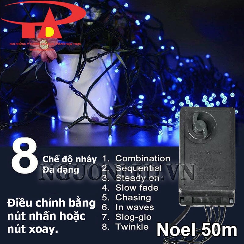 Đèn dây trang trí noel 50m xanh dương