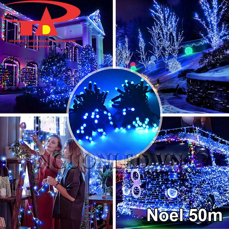 Đèn trang trí cây thông noel xanh dương 50m