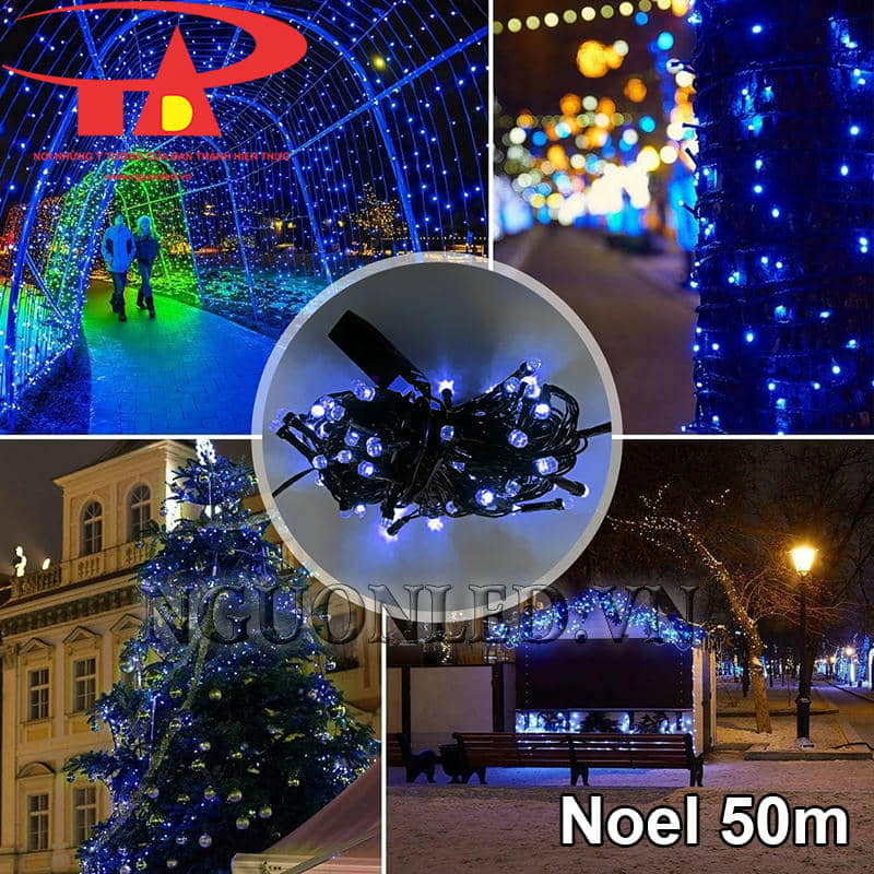 Đèn trang trí noel ngoài trời 50m xanh dương