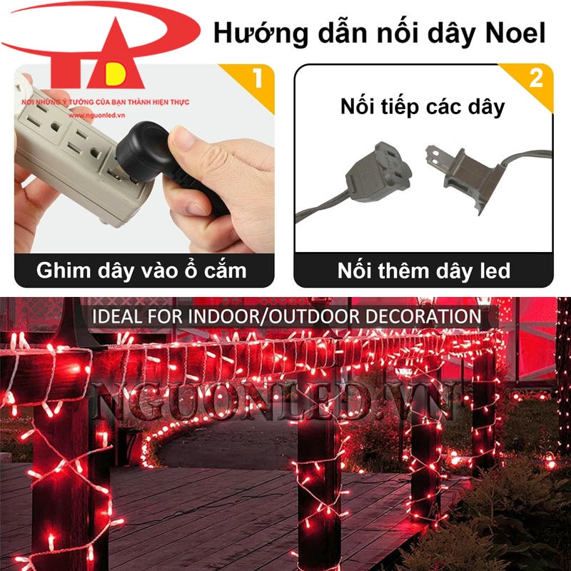 Hướng dẫn nối dây led noel màu đỏ