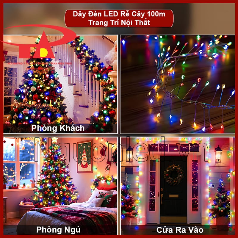 Đèn LED dây hạt gạo 100m nhiều màu tạo tiểu cảnh phòng khách