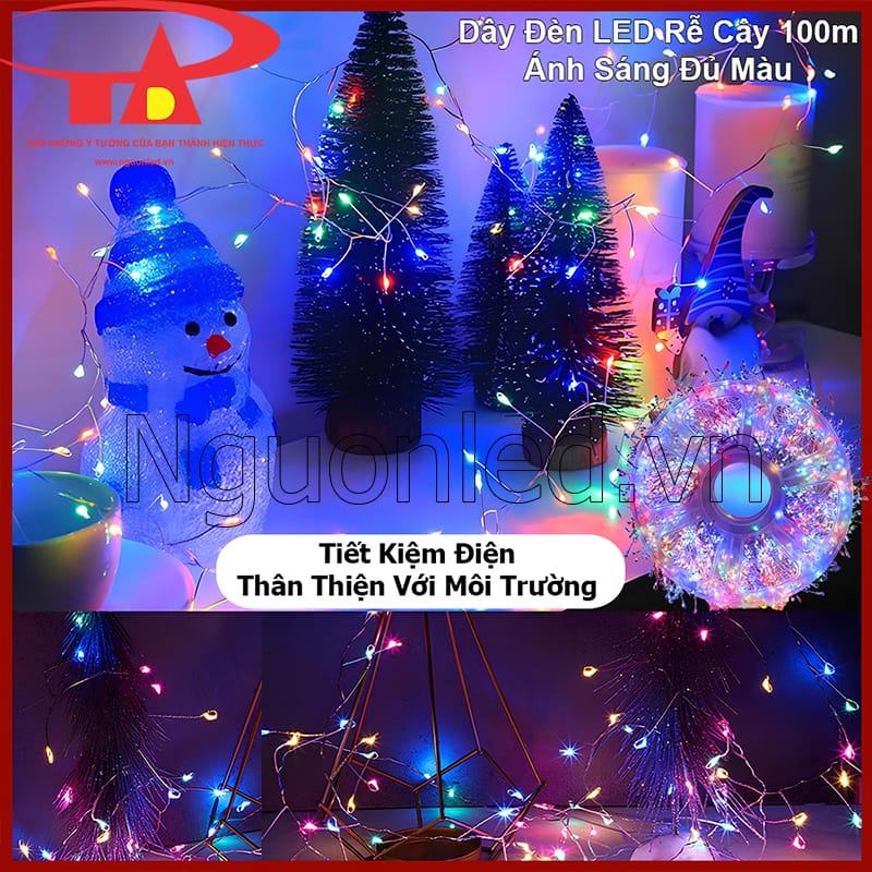 Dây đèn LED rễ cây 100m nhiều màu tiết kiệm điện khi trang trí không gian lớn