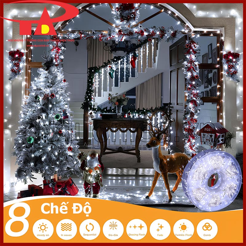 Đèn LED dây rễ cây 100m có nhiều chế độ chiếu sáng điều chỉnh dễ dàng