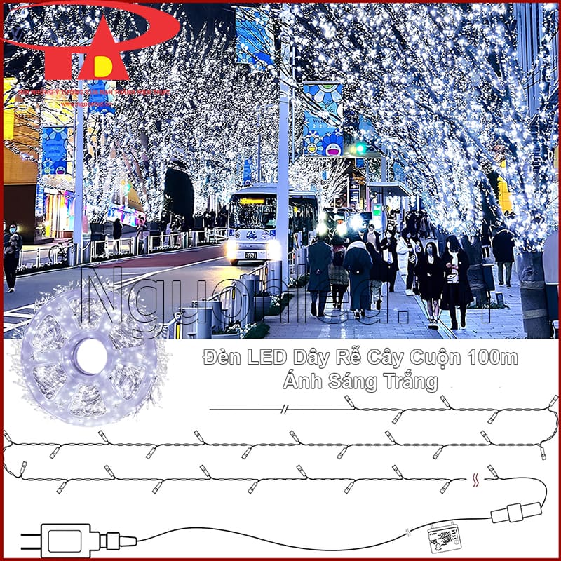 Đèn LED hạt gạo trang trí 220V dây 100m không cần nối thêm cuộn