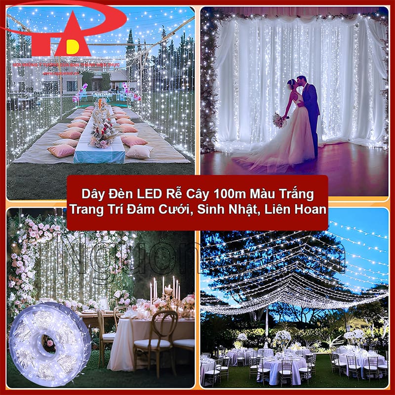 Dây đèn LED trang trí noel hạt gạo chống nước 100m dùng cho lễ hội