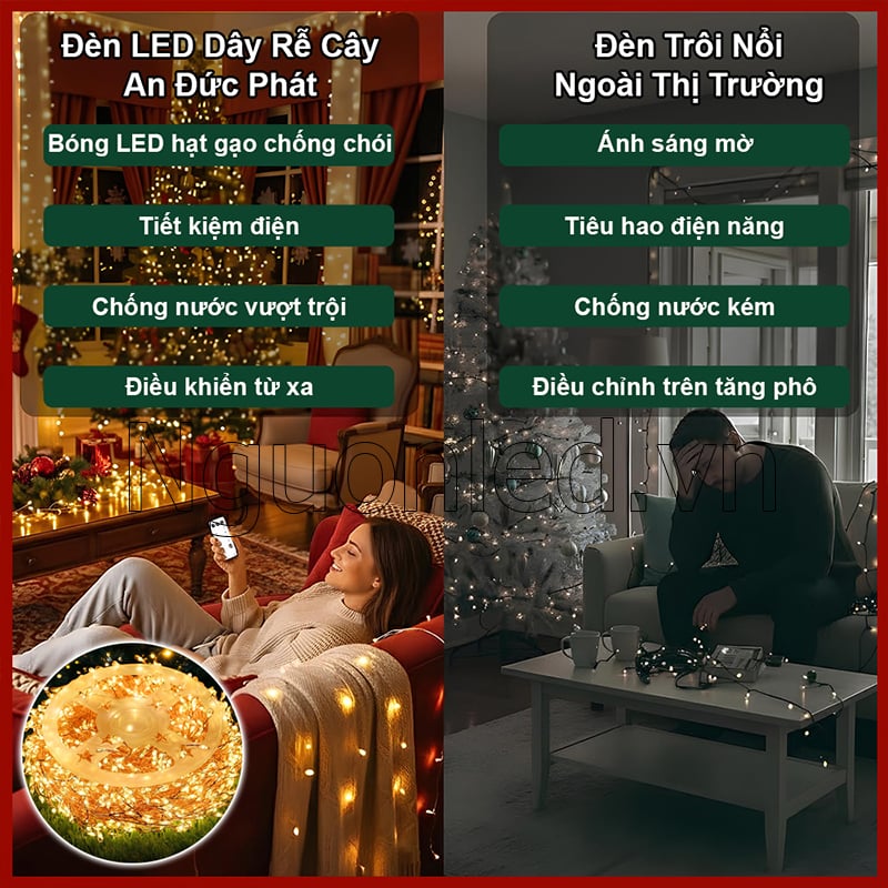 Dây đèn led rễ cây 100m ánh sáng vàng An Đức Phát
