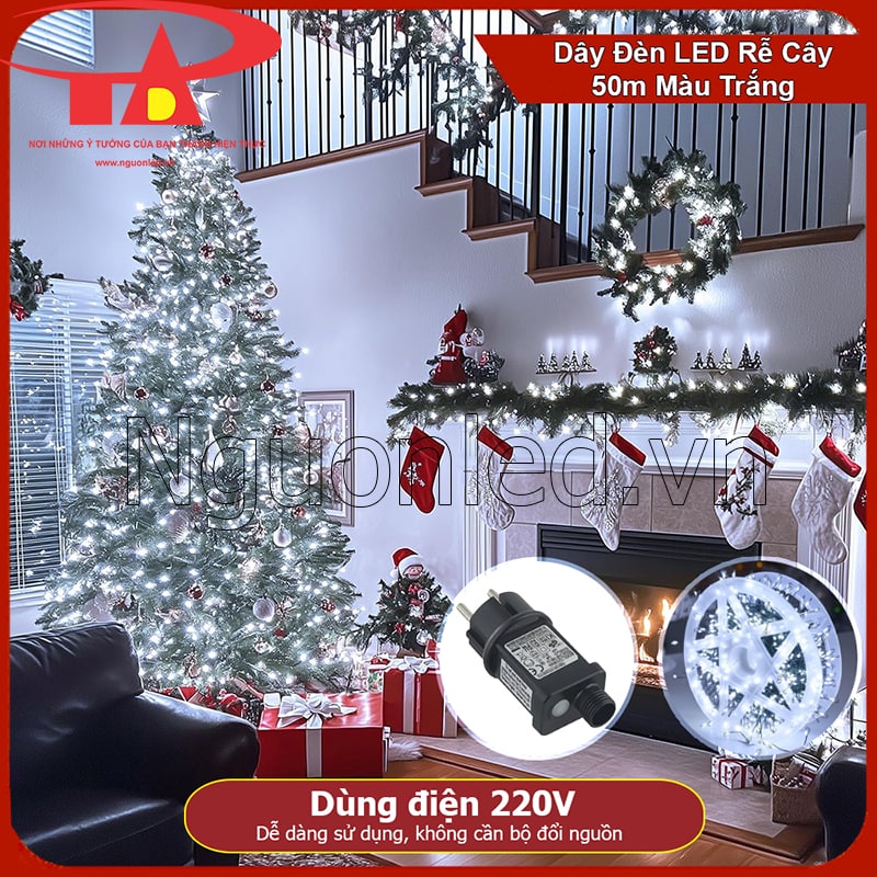 Đèn LED dây rễ cây 50m hoạt động ổn định với dải điện áp rộng 220V