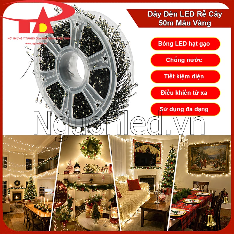 Dây đèn led rễ cây 50m màu vàng thương hiệu  An Đức Phát