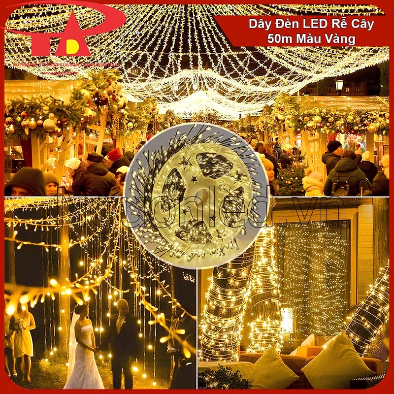 Dây đèn LED rễ cây màu vàng trang trí tiệc cưới ánh sáng lãng mạn